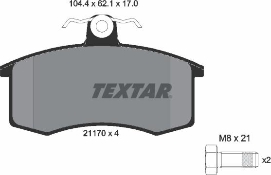 Textar 2117002 - Тормозные колодки, дисковые, комплект autospares.lv