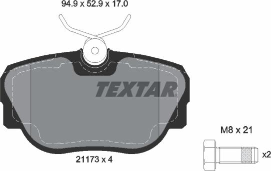 Textar 2117302 - Тормозные колодки, дисковые, комплект autospares.lv