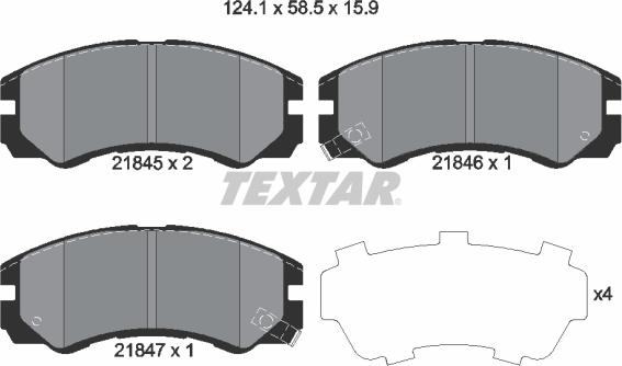 Textar 2184501 - Тормозные колодки, дисковые, комплект autospares.lv