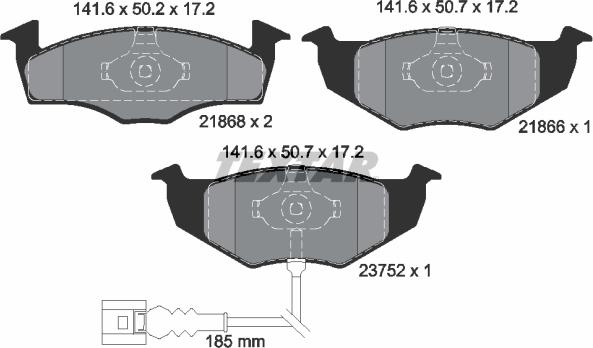 Textar 2186801 - Тормозные колодки, дисковые, комплект autospares.lv