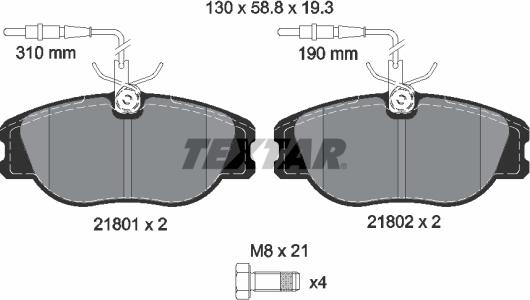 Textar 2180101 - Тормозные колодки, дисковые, комплект autospares.lv