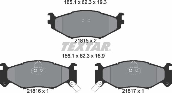 Textar 2181501 - Тормозные колодки, дисковые, комплект autospares.lv