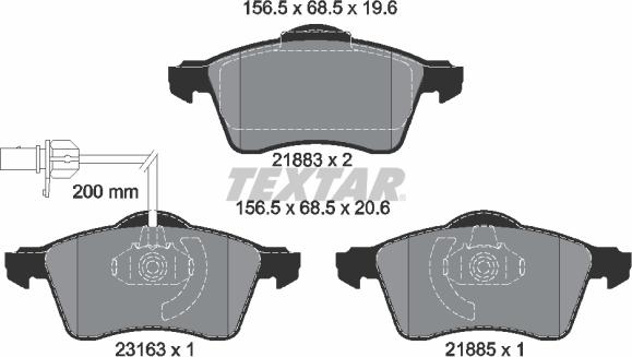 Textar 2188501 - Тормозные колодки, дисковые, комплект autospares.lv