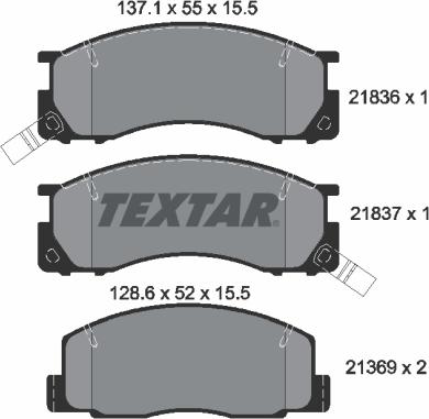 Textar 2183601 - Тормозные колодки, дисковые, комплект autospares.lv