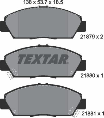 Textar 2187901 - Тормозные колодки, дисковые, комплект autospares.lv