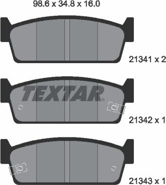 Textar 2134101 - Тормозные колодки, дисковые, комплект autospares.lv