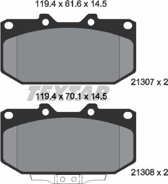 Textar 2130701 - Тормозные колодки, дисковые, комплект autospares.lv