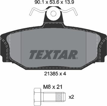 Textar 2138501 - Тормозные колодки, дисковые, комплект autospares.lv