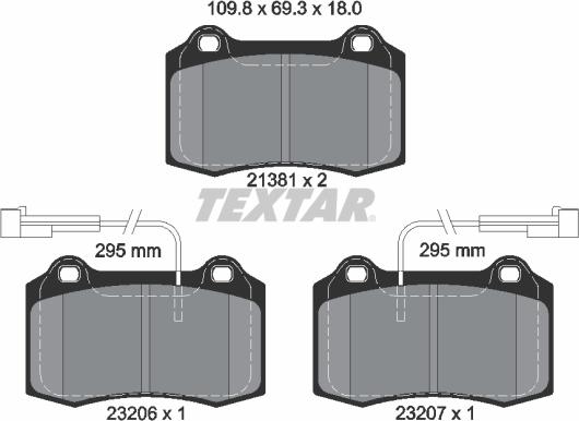 Textar 2138103 - Тормозные колодки, дисковые, комплект autospares.lv