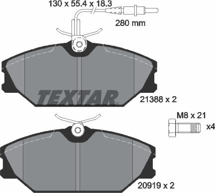 Textar 2138802 - Тормозные колодки, дисковые, комплект autospares.lv