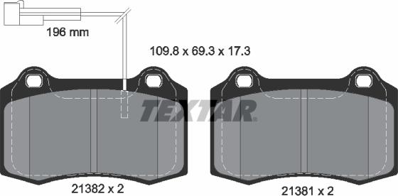 Textar 2138201 - Тормозные колодки, дисковые, комплект autospares.lv