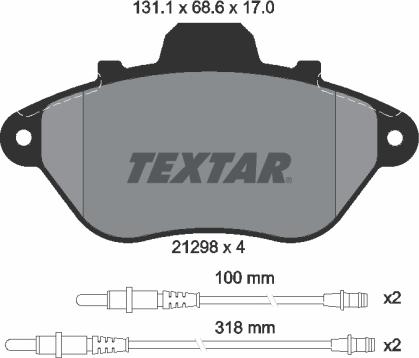 Textar 2129802 - Тормозные колодки, дисковые, комплект autospares.lv