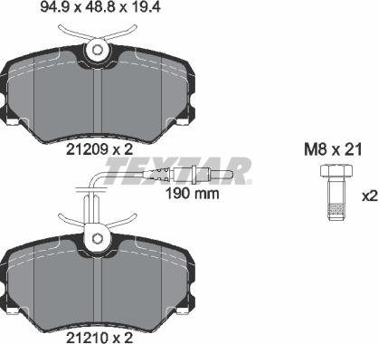 Textar 2120909 - Тормозные колодки, дисковые, комплект autospares.lv