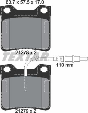 Textar 2127801 - Тормозные колодки, дисковые, комплект autospares.lv