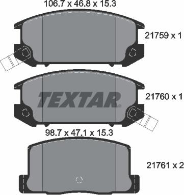 Textar 2175901 - Тормозные колодки, дисковые, комплект autospares.lv