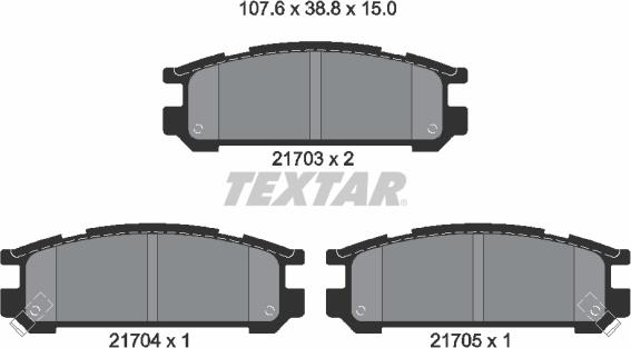 Textar 2170301 - Тормозные колодки, дисковые, комплект autospares.lv