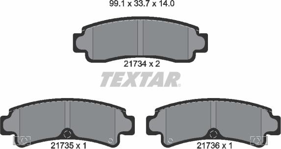 Textar 2173401 - Тормозные колодки, дисковые, комплект autospares.lv