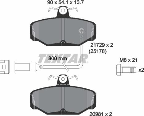 Textar 2172901 - Тормозные колодки, дисковые, комплект autospares.lv