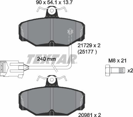 Textar 2172902 - Тормозные колодки, дисковые, комплект autospares.lv