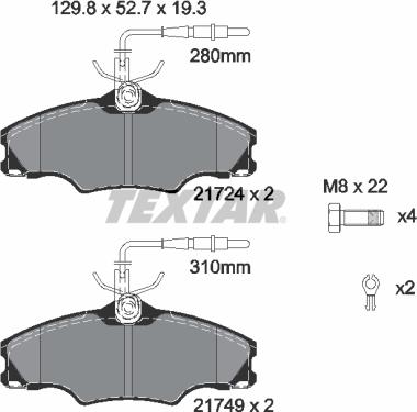 Textar 2172402 - Тормозные колодки, дисковые, комплект autospares.lv