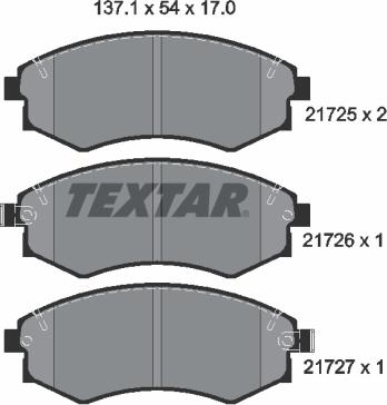 Textar 2172501 - Тормозные колодки, дисковые, комплект autospares.lv