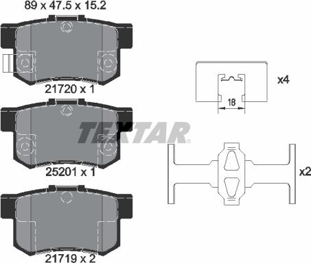 Textar 2172001 - Тормозные колодки, дисковые, комплект autospares.lv