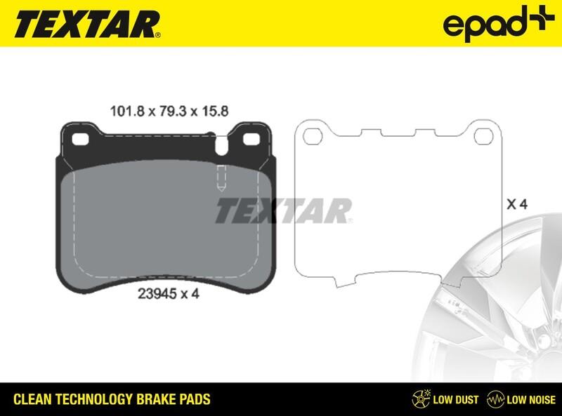 Textar 2394501CP - Тормозные колодки, дисковые, комплект autospares.lv