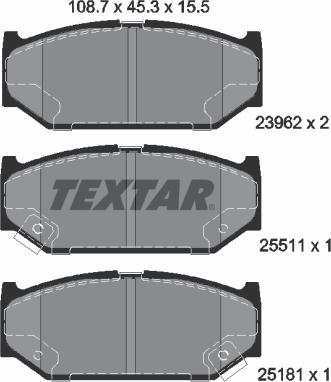 Textar 2396201 - Тормозные колодки, дисковые, комплект autospares.lv