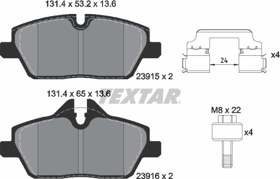 Textar 2391508 - Тормозные колодки, дисковые, комплект autospares.lv