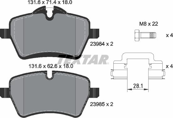 Textar 2398404 - Тормозные колодки, дисковые, комплект autospares.lv