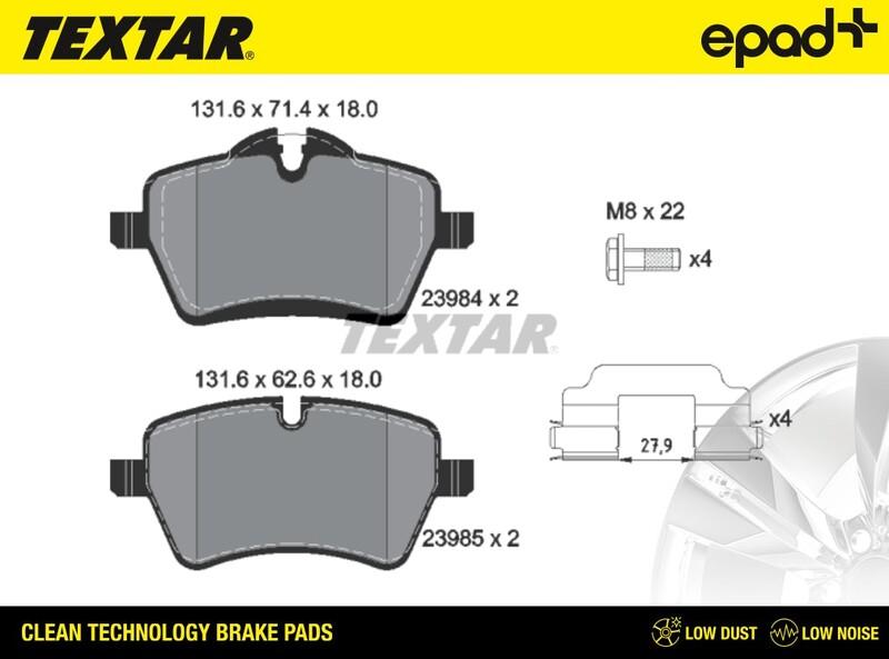 Textar 2398401CP - Тормозные колодки, дисковые, комплект autospares.lv