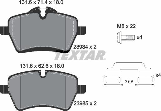 Textar 2398401 - Тормозные колодки, дисковые, комплект autospares.lv