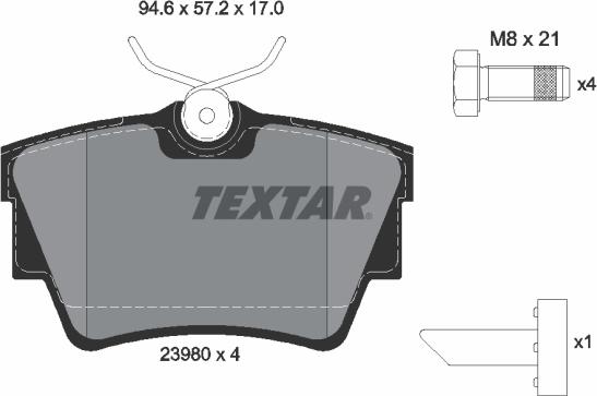 Textar 2398001 - Тормозные колодки, дисковые, комплект autospares.lv