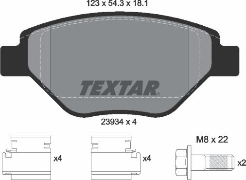 Textar 2393401 - Тормозные колодки, дисковые, комплект autospares.lv