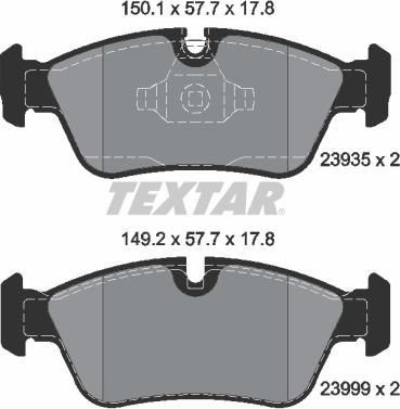 Textar 2393581 - Тормозные колодки, дисковые, комплект autospares.lv