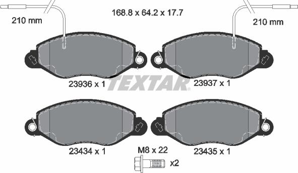 Textar 2393601 - Тормозные колодки, дисковые, комплект autospares.lv