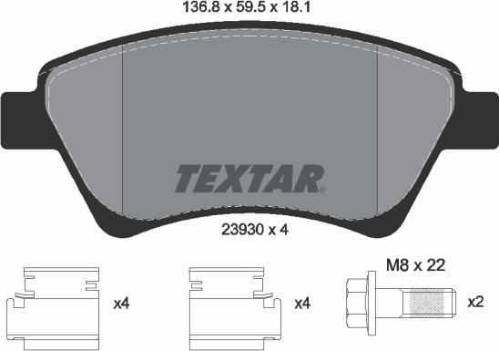 Textar 89017000 - Дисковый тормозной механизм, комплект autospares.lv