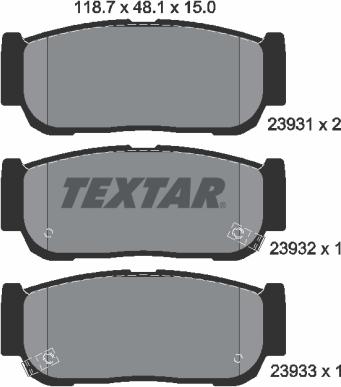 Textar 2393101 - Тормозные колодки, дисковые, комплект autospares.lv