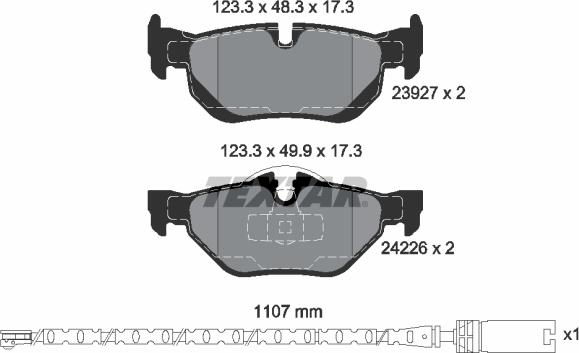 Textar 2392707 - Тормозные колодки, дисковые, комплект autospares.lv