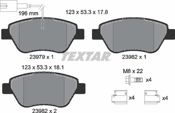 Textar 2397901 - Тормозные колодки, дисковые, комплект autospares.lv