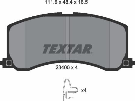 Textar 2340001 - Тормозные колодки, дисковые, комплект autospares.lv