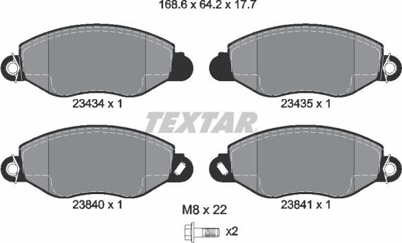 Textar 2343401 - Тормозные колодки, дисковые, комплект autospares.lv