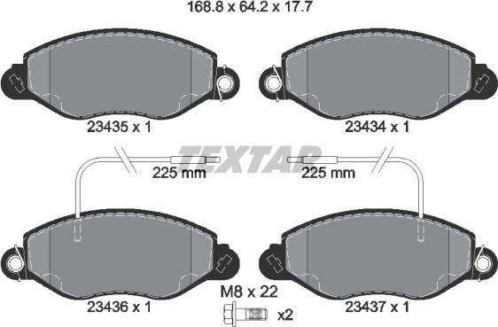 Textar 2343501 - Тормозные колодки, дисковые, комплект autospares.lv