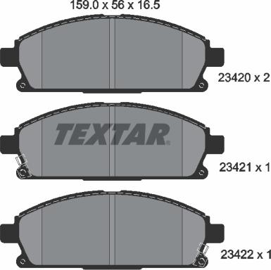 Textar 2342001 - Тормозные колодки, дисковые, комплект autospares.lv
