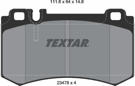 Textar 2347802 - Тормозные колодки, дисковые, комплект autospares.lv