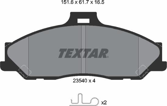 Textar 2354001 - Тормозные колодки, дисковые, комплект autospares.lv
