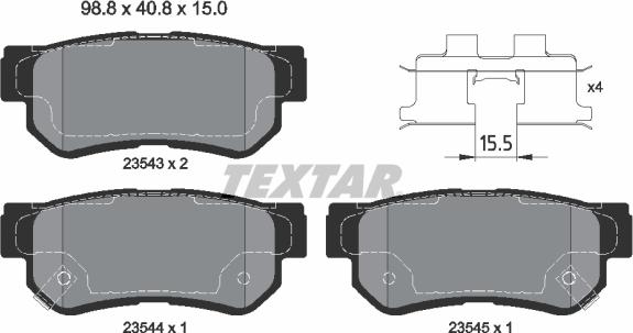 Textar 2354306 - Тормозные колодки, дисковые, комплект autospares.lv