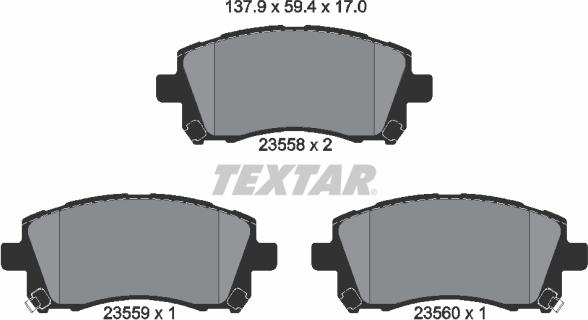 Textar 2355802 - Тормозные колодки, дисковые, комплект autospares.lv