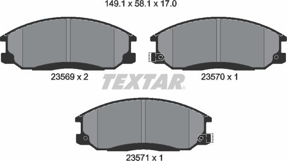 Textar 2356901 - Тормозные колодки, дисковые, комплект autospares.lv