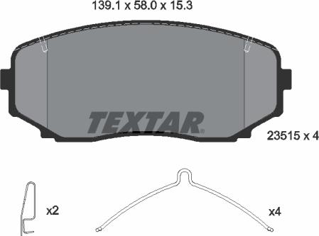 Textar 2351505 - Тормозные колодки, дисковые, комплект autospares.lv